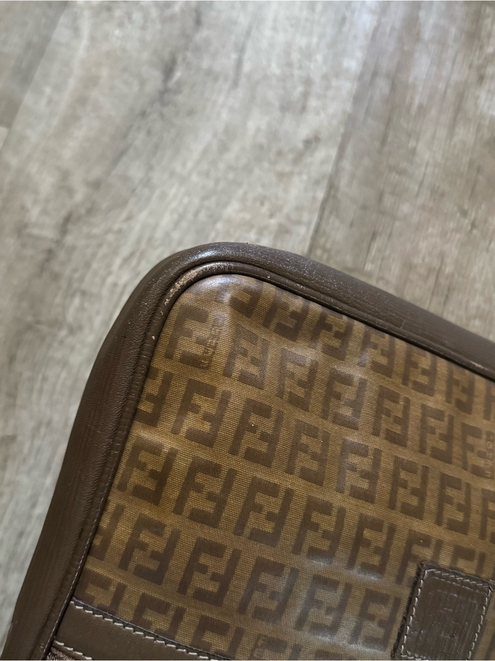 Vintage FENDI Zucchino FF Monogram Leather Vinyl Shoulder Crossbody Bag Italy - Picture 4 of 11